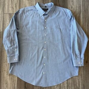 Synergy Performance Long Sleeve Shirt Button Down Blue Pocket Men Size 19 35/36
